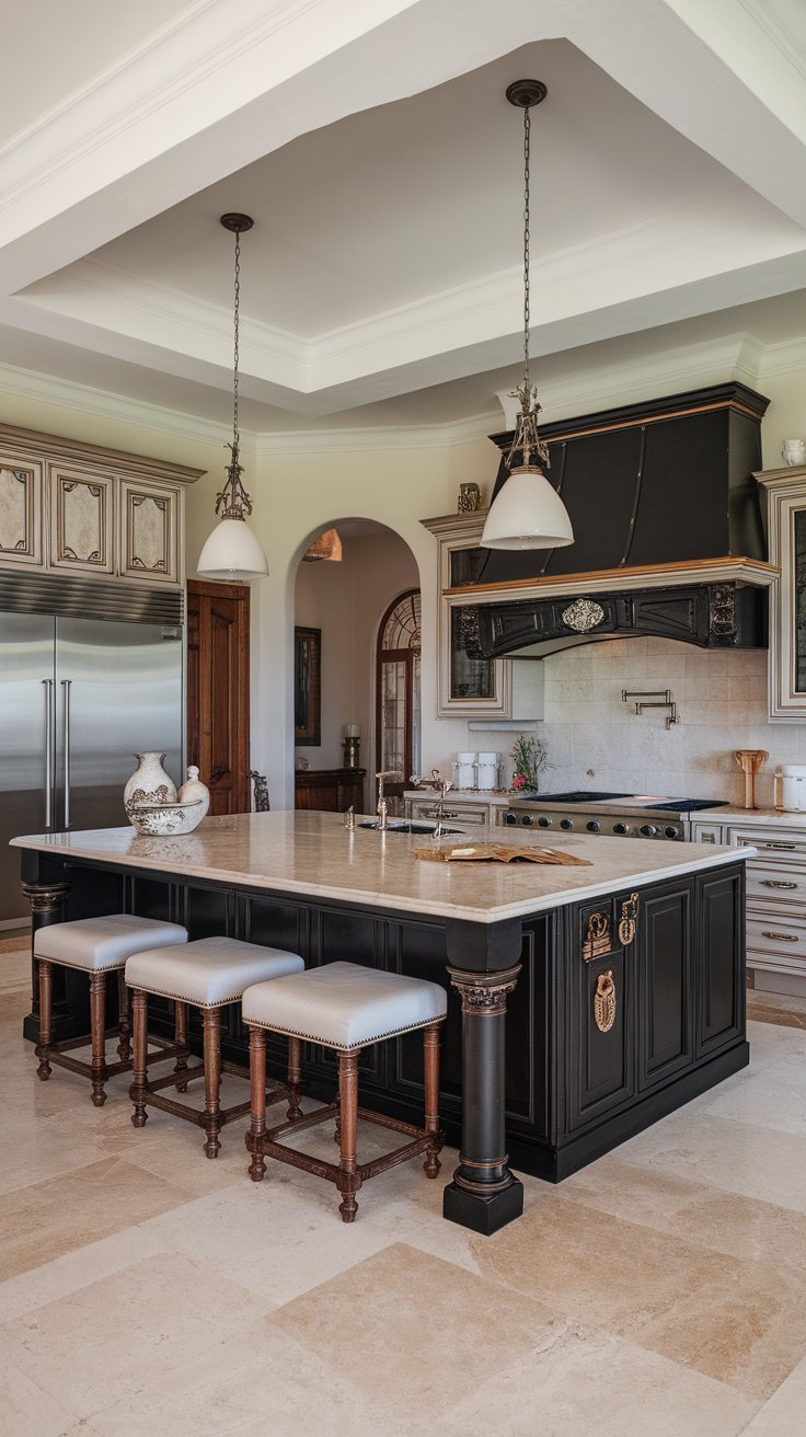Luxe Monochrome Harmony: A Kitchen of Elegant Contrasts