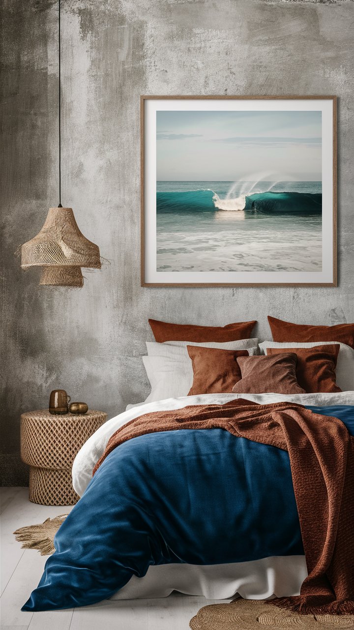 Coastal Harmony: A Rustic Bedroom Sanctuary