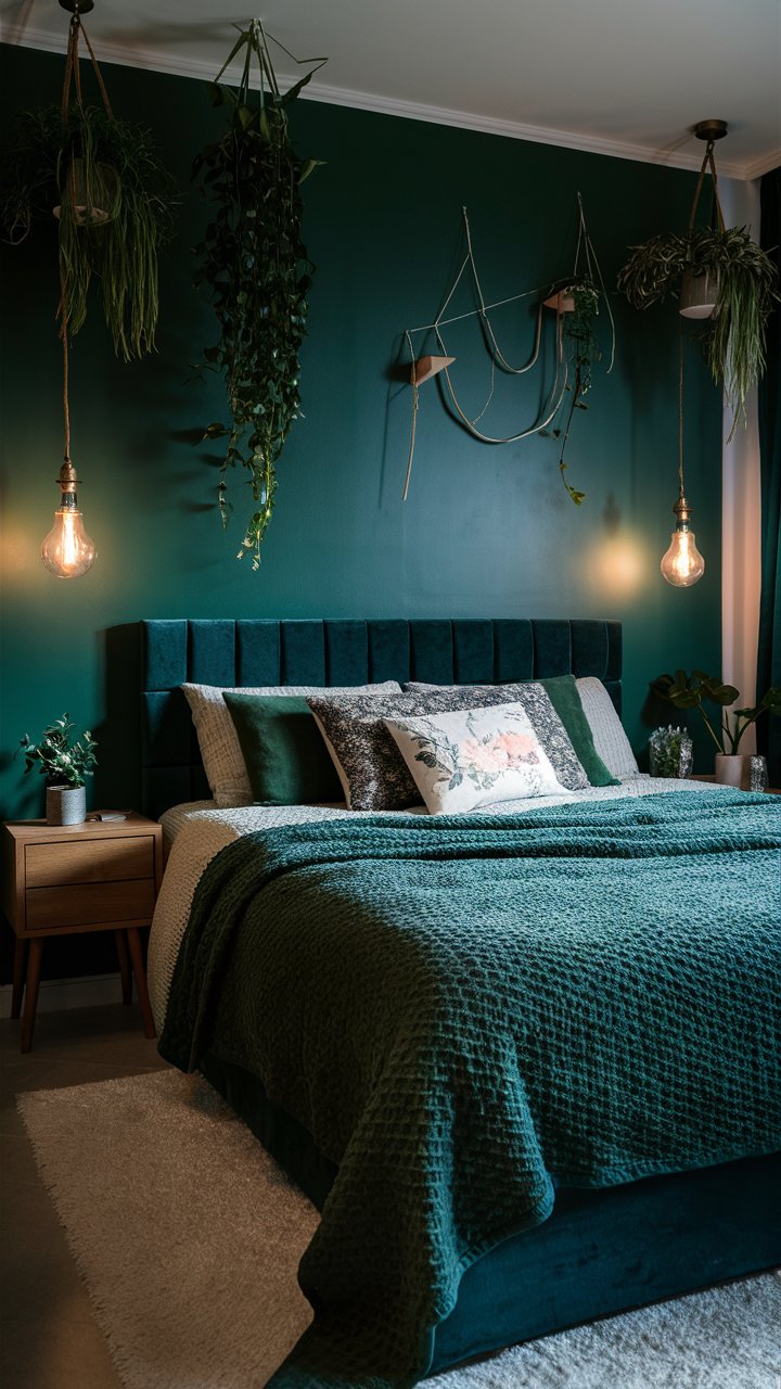 Emerald Sanctuary: A Tranquil Bedroom Retreat