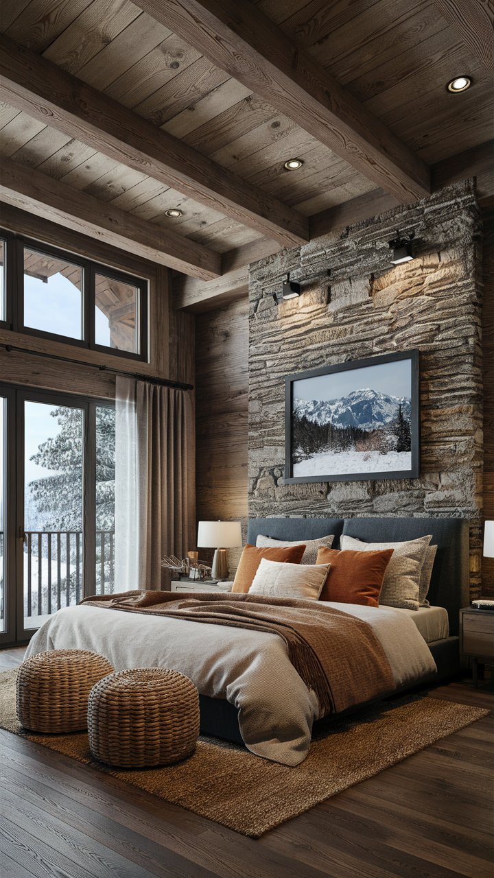 Rustic Modern Sanctuary: A Winter Bedroom Haven